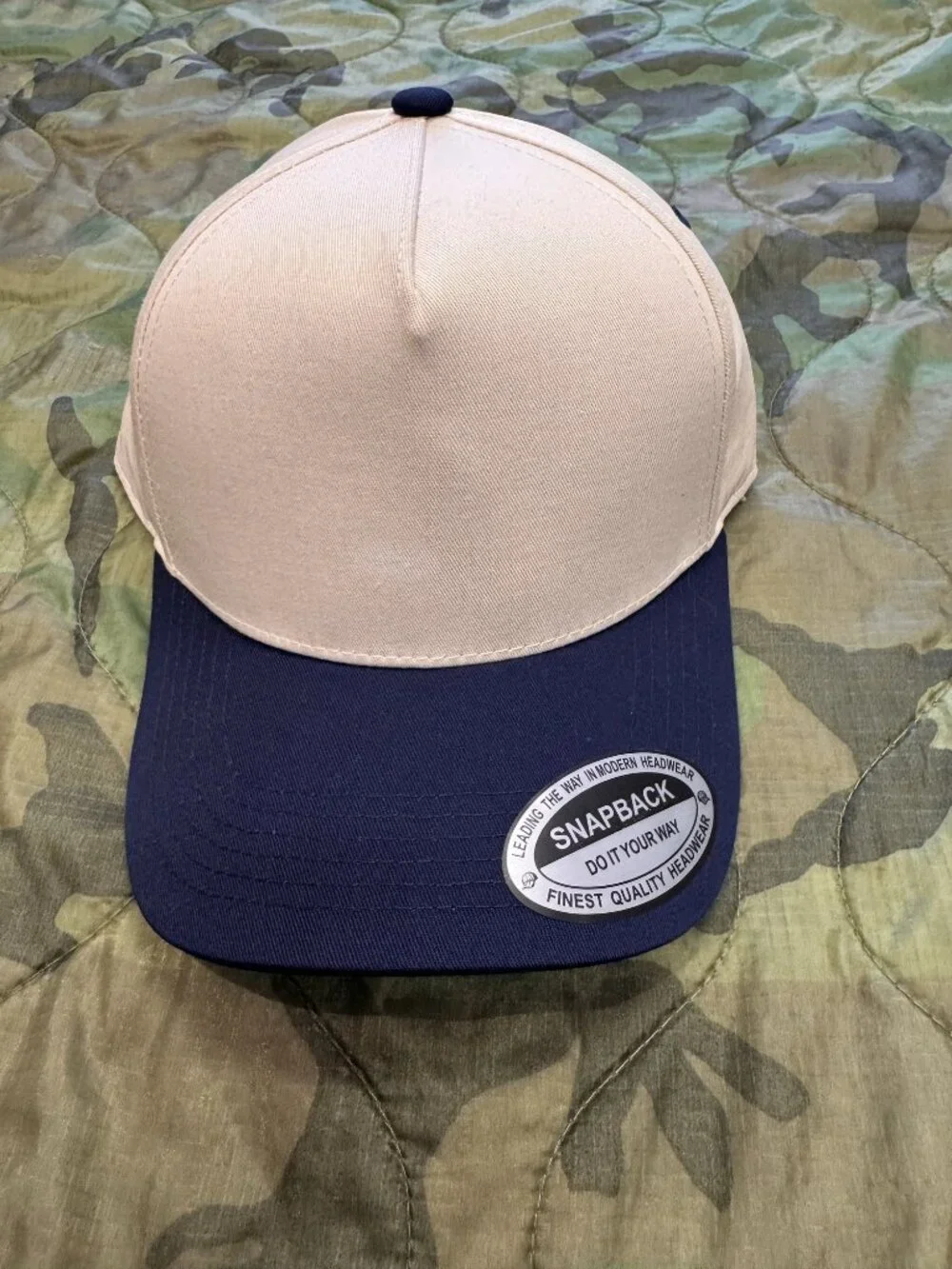 Trucker Hat Flat Brim Khaki/Navy - Blank, NWT